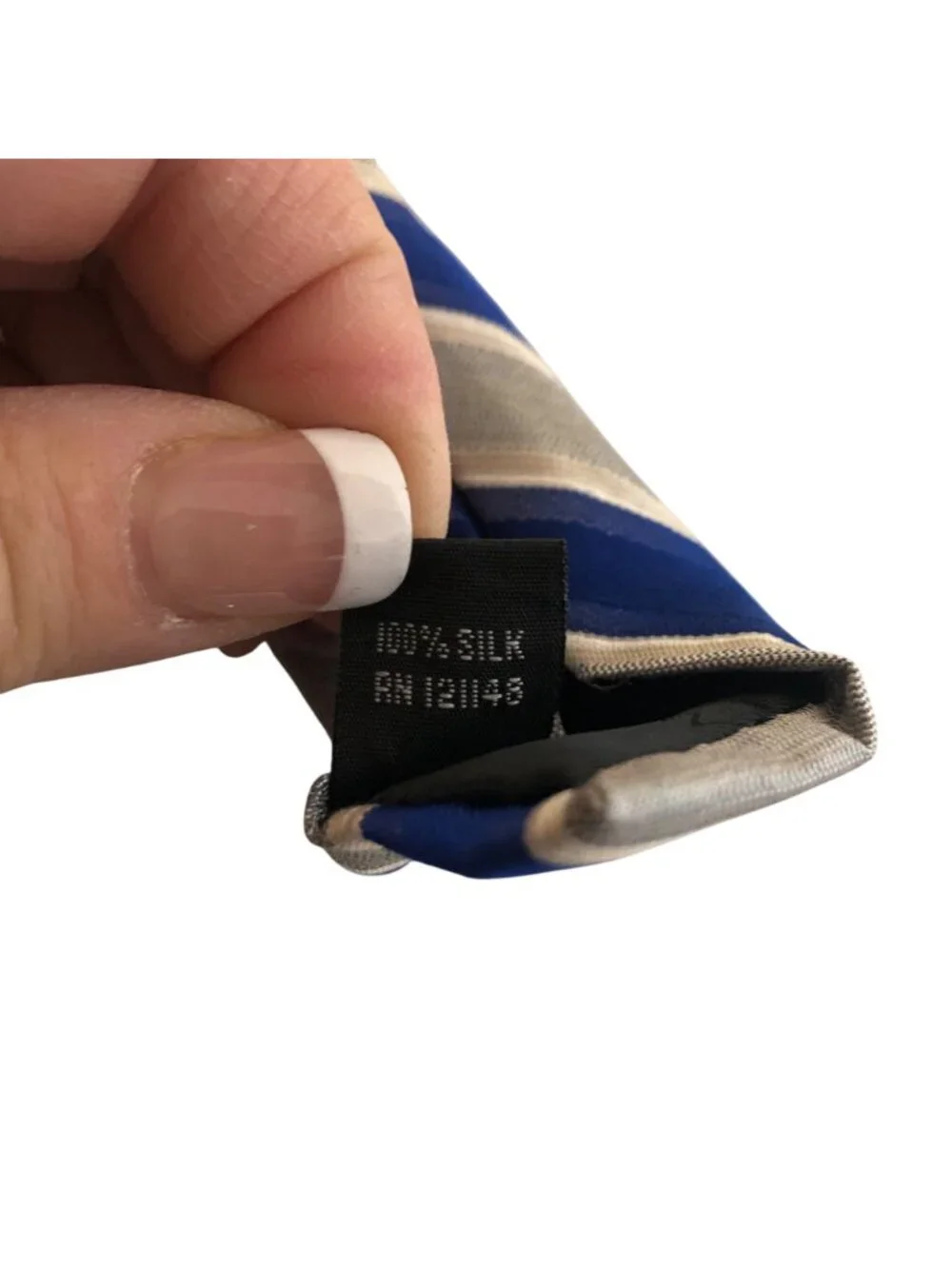 Calvin Klein Silk Tie Blue Gray Striped Mens Necktie Office Work Formal Gift
